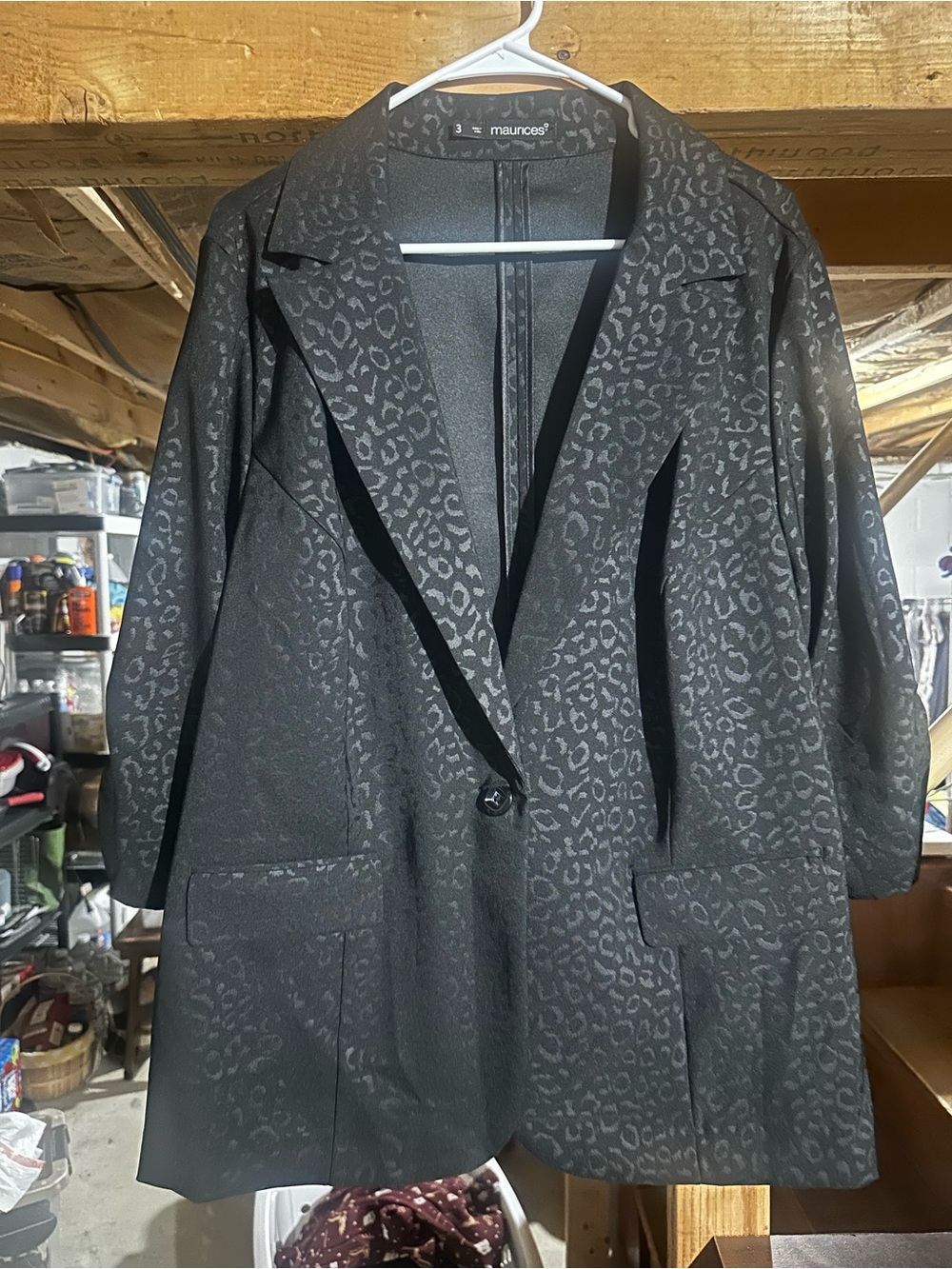 Maurices Black Leopard Jacquard Blazer Jacket